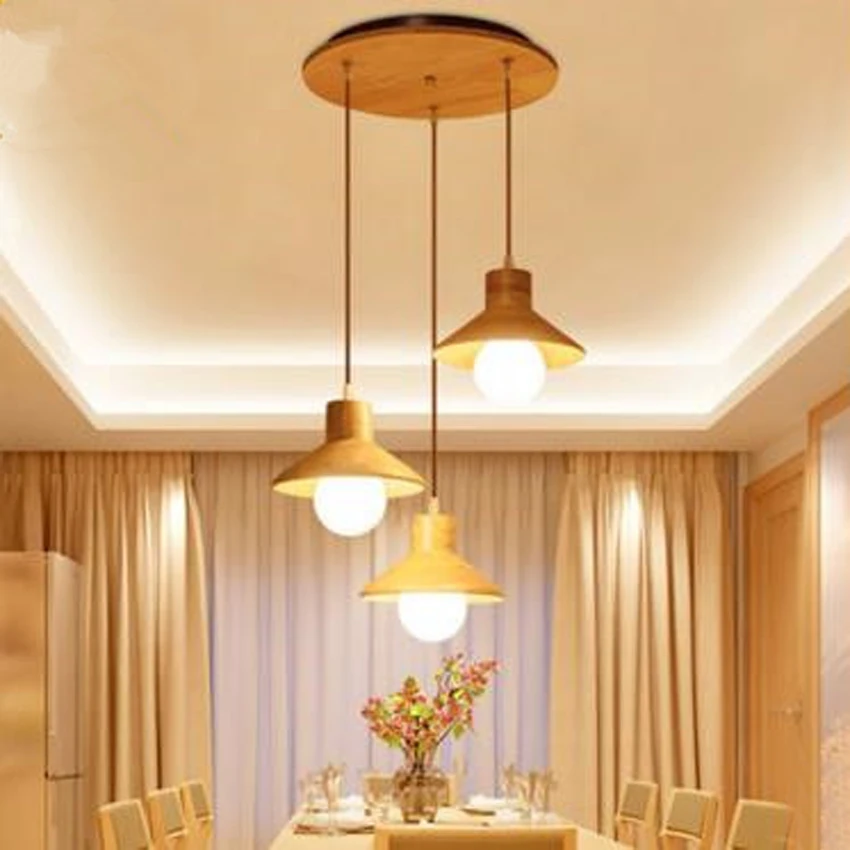 Юго-Восточная Азия деревянный подвесной светильник 1-6 плафоны скандинавские дизайнерские кухонные обеденные ПЗУ подвесной светильник, ресторан освещение в помещении