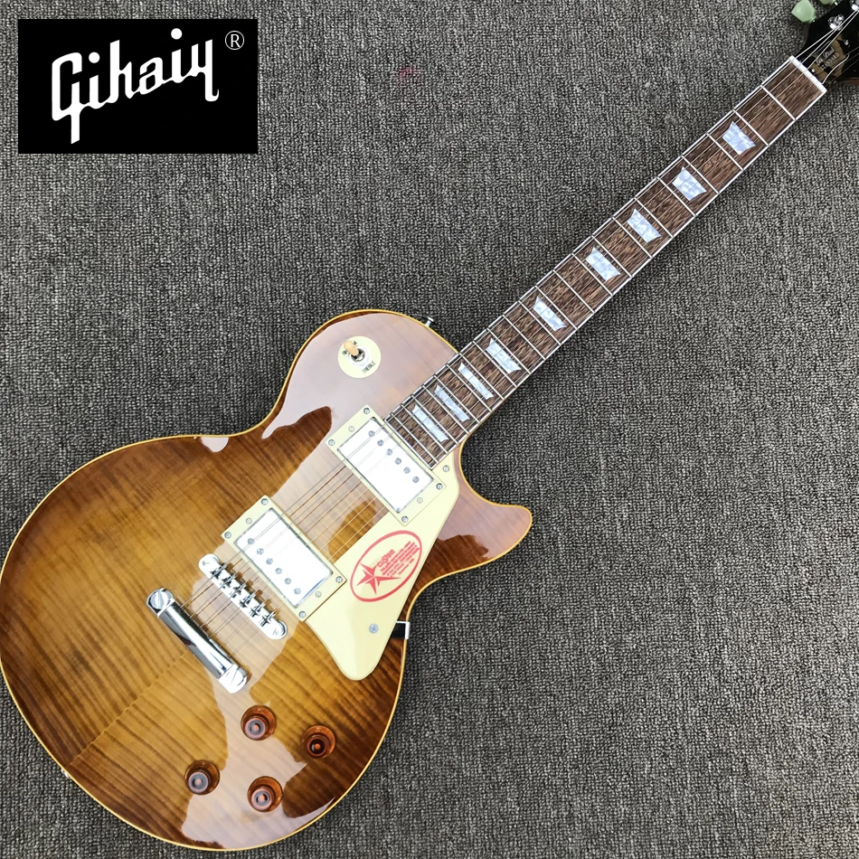 

High quality hand-made electric guitar, tobacco burst maple top electric guitar with Rosewood Fingerboard, free shipping, 02