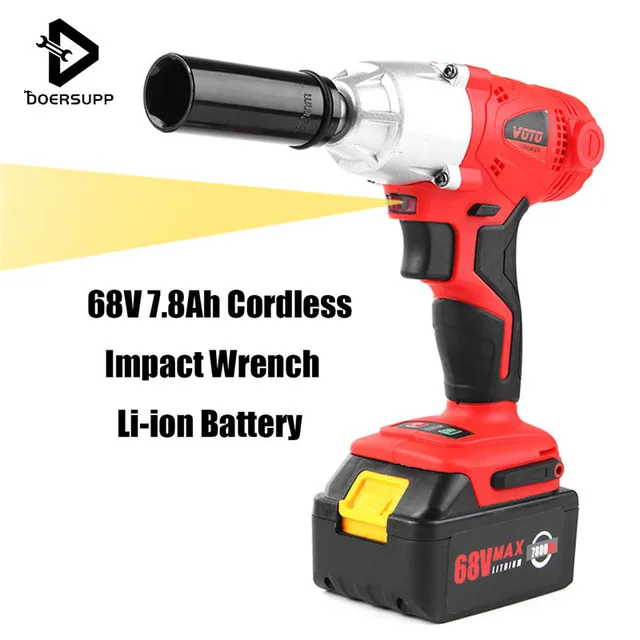 Doersupp 68v 7 8ah Electric Impact Wrench With Lithium Battery Doersupp 68v 7 8ah Electric Impact Wrench With Lithium Battery Socket Cordless Led High Torque Charger For Car Tyre