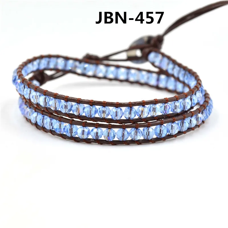 Fashion bracelet Multilayer wraps bracelet 4mm faceted blue crystal on