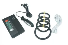 Multi electric shock cock ring penis extender anal plug vagina tight electro stimulation medical themed adult sex toys game