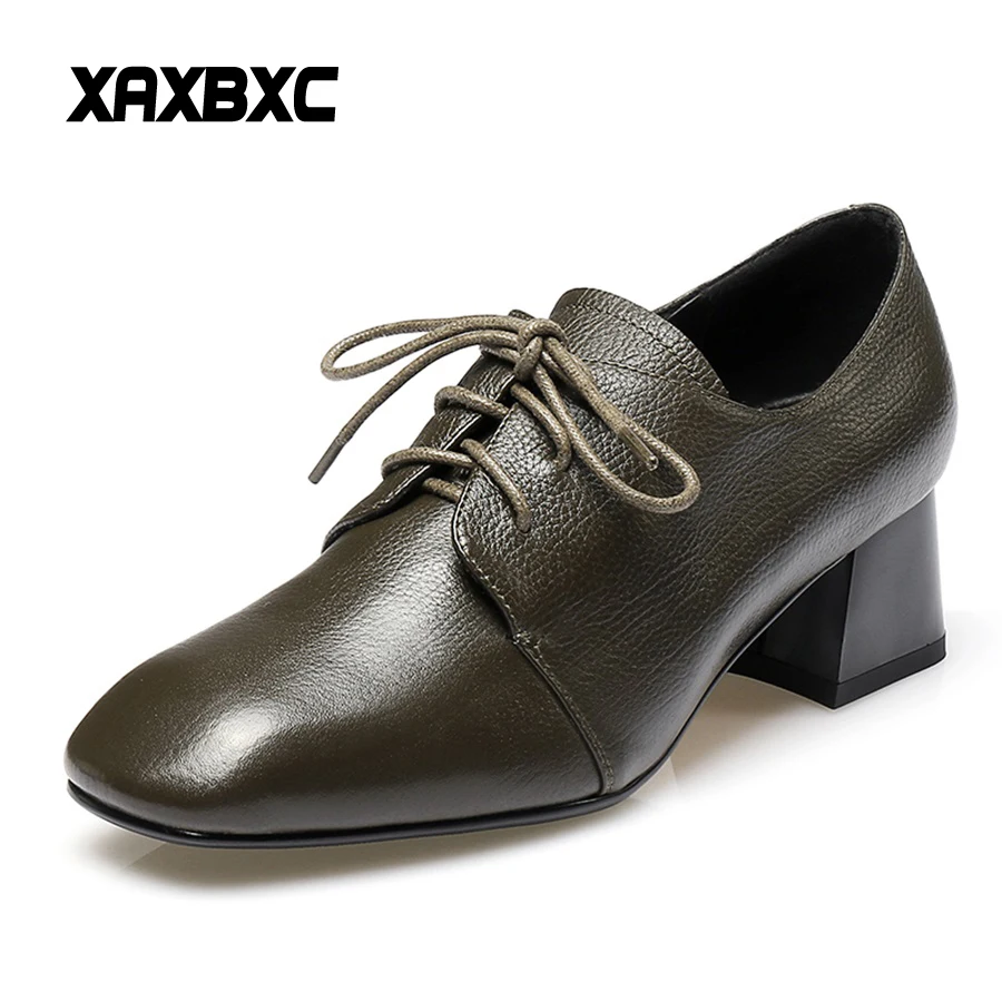 

XAXBXC 2018 New Spring Autumn Gladiator Leather Lace Up High Heels Pumps Women Mujer Ladies Shoes