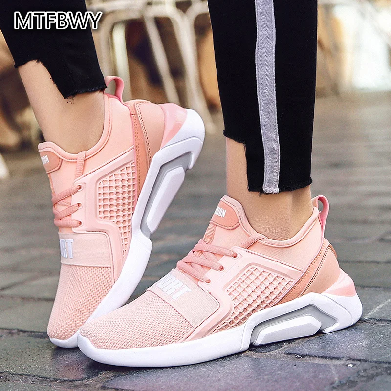 

Women's Running Shoes New Summer Pink Women Sneakers Breathable Lace-up lady shoes fitness sapato feminino size 35-40 a98s