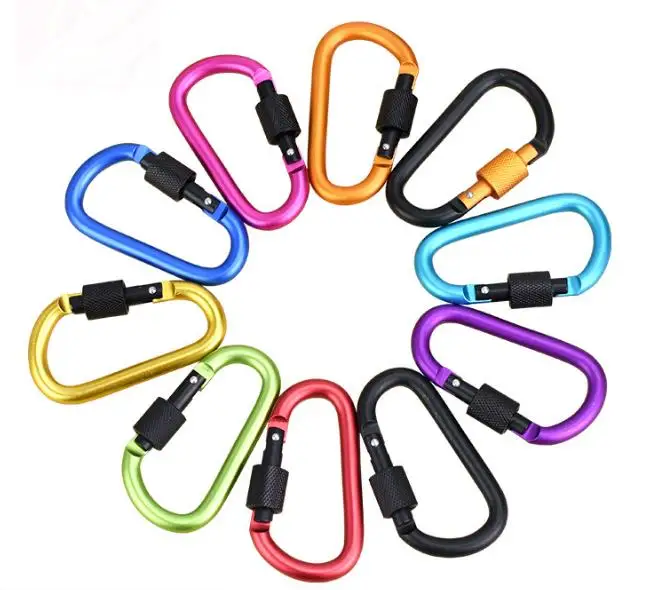 

Wholesale 500pcs/lot Carabiner D-Ring Clip Hook Climbing Keychain Screwgate Screw Locking Outdoor Safety ClimbingBuckle SN1189