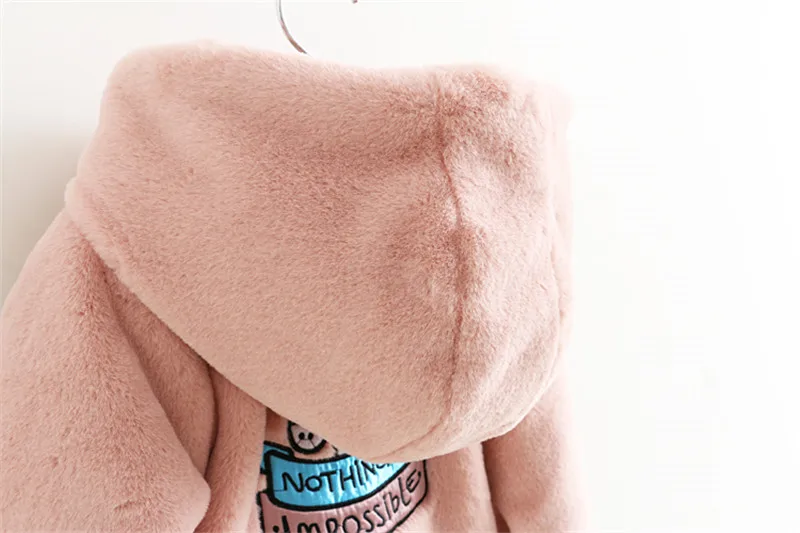 LILIGIRL/Детская Вельветовая Толстая куртка с искусственным мехом, пальто для маленьких девочек, топы с рисунком единорога, одежда г. Плюшевая одежда с капюшоном для мальчиков