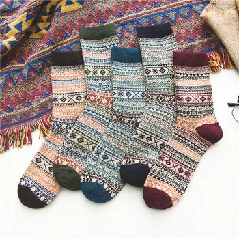 

Winter Thick Warm Retro Special Ethnic Style Wool Socks Casual Calcetines Hombre Sock Business Male Socks