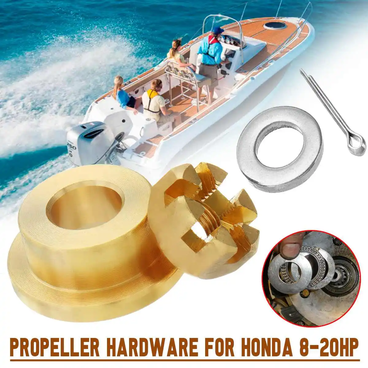 

For Honda 8-20HP Outboard Engine Propeller Hardware Kits Thrust Washer Spacer Nut Cotter Pin Brass Boat Parts & Accessories