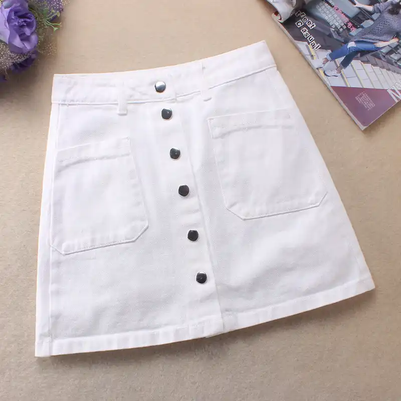 white jean mini skirt