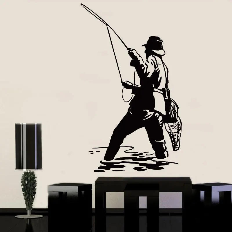 Modern Home Decor Vinyl Wall Decal Fishing Club Fisherman Stickers