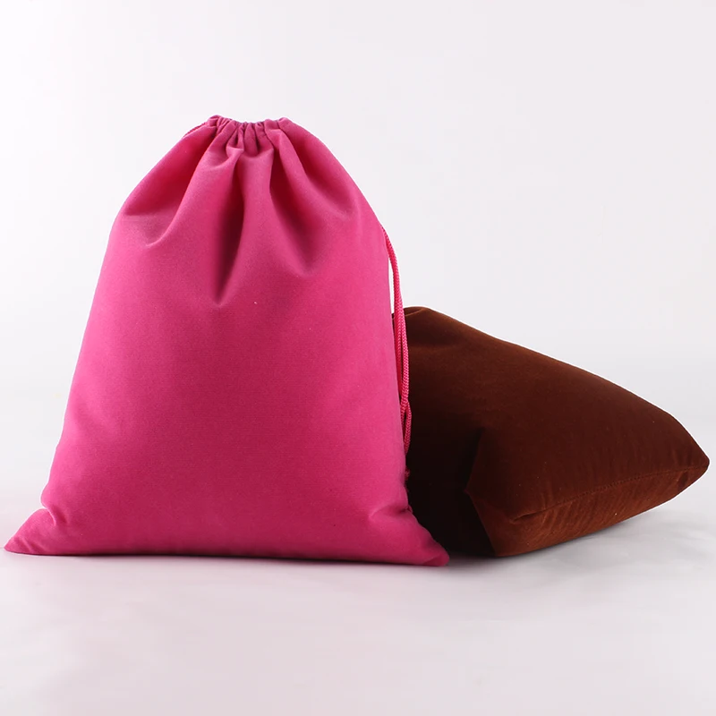 

5 pcs/lot 20*25cm storage bag Logo Printed Large Drawstring Gift Bags Velvet pouch Jewelry packing bags makeup organiz