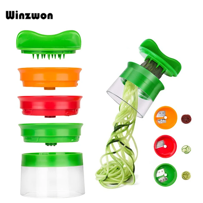 

3 In 1 Multifunction Vegetable Silicer Fruit Cutter 3 Blade Spiralizer Peeler Handheld Spiral Carrot Potato Kitchen Cooking Tool