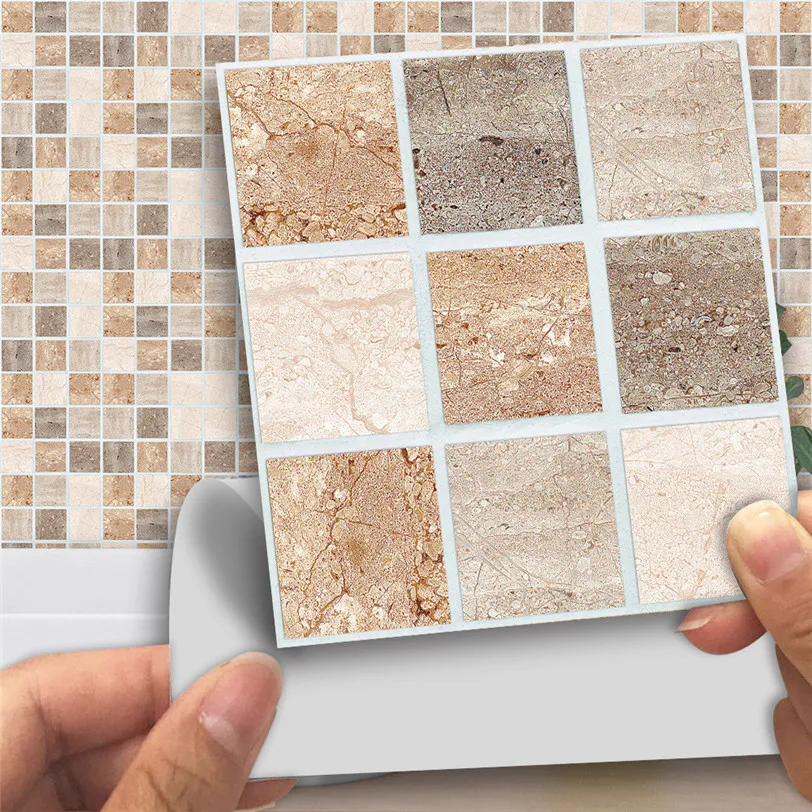 

18pcs Waterproof Marble Mosaic for Kichen Bathroom Self Adhesive Decorative Decals Wall Art Kitchen Tile Sticker Home Decor 9J22