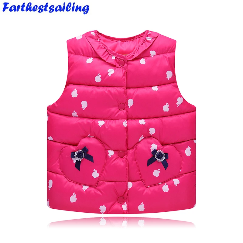 2018 Spring Girls Sweet Vest Children Jackets Cotton Warm Kids Vest for Girl Waistcoat Children Outerwear Clothing Child Vest 