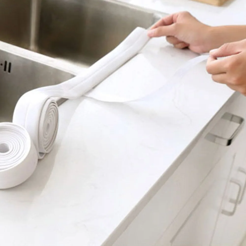 3.2mx3.8cm Mildew Resistant Kitchen Sealing Strip Waterproof Bathroom Wall Stickers Self Adhesive Bath Sealing Strip