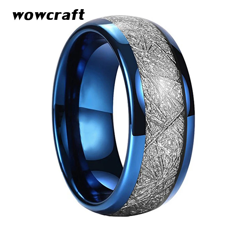 Blue Tungsten Carbide Ring Polished Men Women Wedding Band