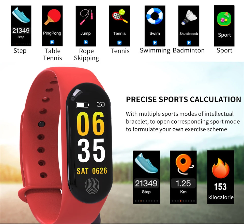 

Original M3plus Smart Bracelet Watch Blood Pressure Heart Rate Monitor Sport Fitness Tracker Smartwatch for Xiaomi Iphone Huawei