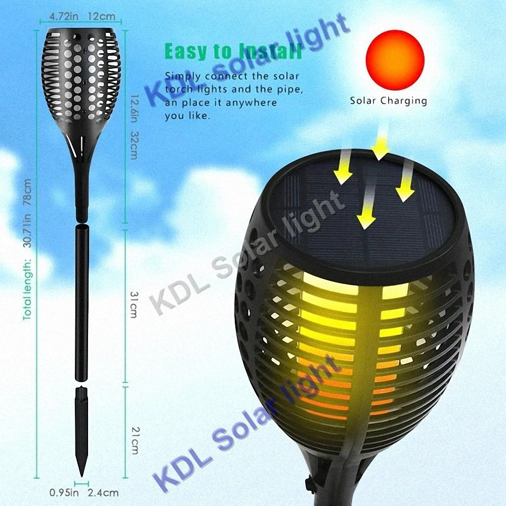 

3pcs/lot Promotion off30 Solar 96LEDs Lawn Dancing flame Torch Lights radar 3 working mode vs 55/48/38/20 led 2018 New LED Solar