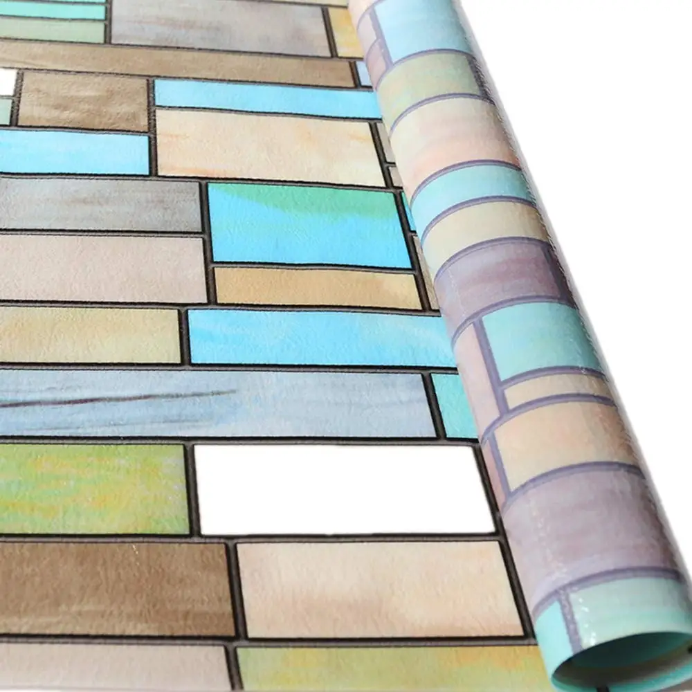 

Funlife 90x200cm Stained Window Film Privacy Window Sticker Removable Decorative Window Tint Heat Control Colored Brick Sticker