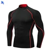 NEW Compression Running Shirt Men Stand Collar Elasticity T-shirts Raglan Long Sleeve Fitness Tops Quick Drying Gym Sportswear 1