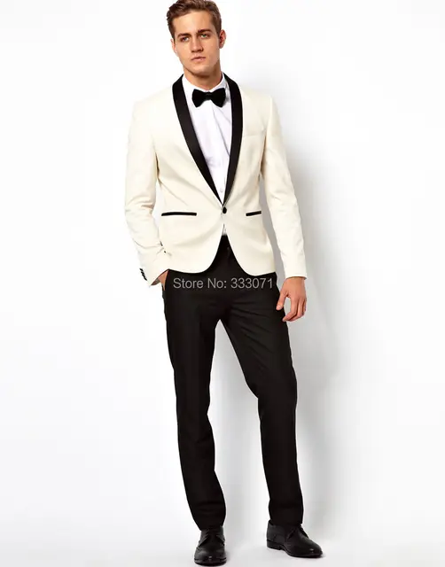 2018 Hot Slim Fit One On Ivory Groom Tuxedos Shawl Collar 2018 Hot Slim Fit One On Ivory Groom Tuxedos Shawl Collar Groomsmen Best Man Men Wedding