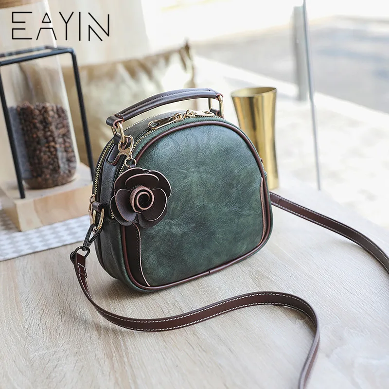 

EAYIN Women Messenger Bag Vintage Shoulder Bags Round Women Handbags Designer high quality PU Leather Flower Ladies Handbags