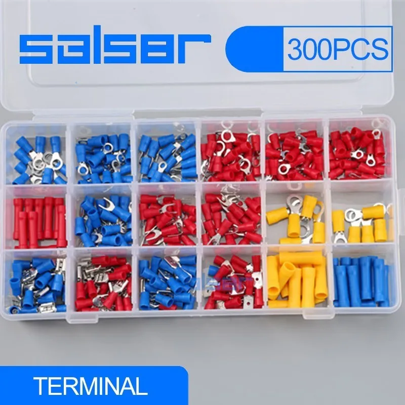 

300pcs Electrical Wire Crimp Terminals Assorted terminales Set Kit Insulated Terminator Spade Butt Connectors Red Yellow Blue
