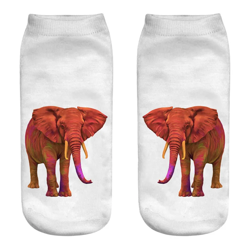 

Women Fashion 3D Animal Elephant Print Socks Harajuku Style Pattern Kawaii Short Cotton Socks Christmas Cute Low Cut Ankle Socks