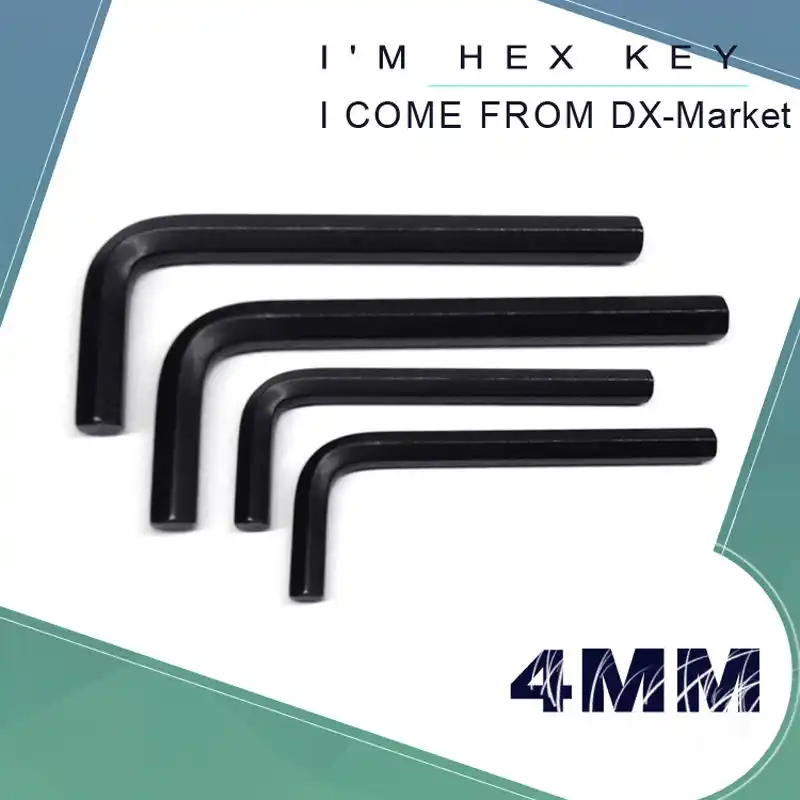 Set of 5 Metric Short Arm M4 Allen Key Black Steel 4mm Hex