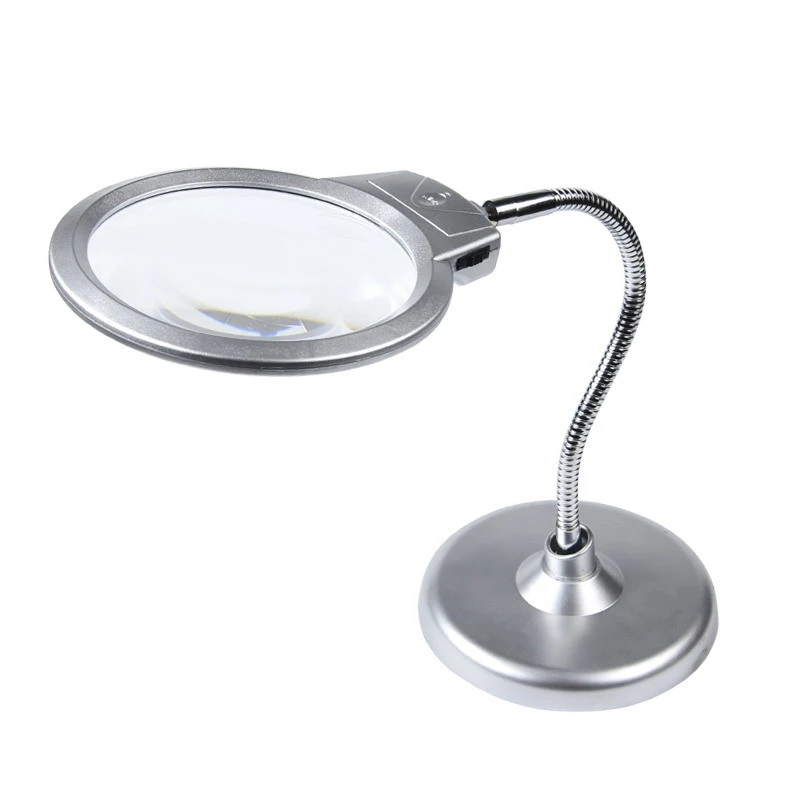 

Portable Desktop Magnifying Glass With LED Lights 2X- 5X Standing Style Magnifier Foldable Loupe 2x130mm 5x25mm
