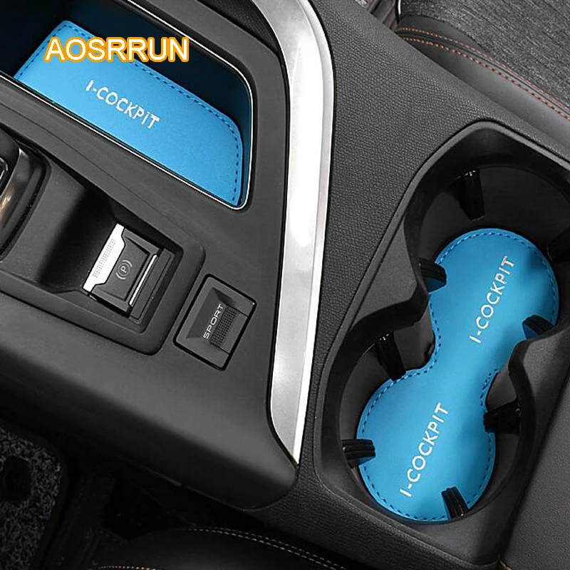 AOSRRUN Кожаная подушка для стакана воды Чехлы для амортизации автомобильные аксессуары для peugeot 5008 Стайлинг автомобиля