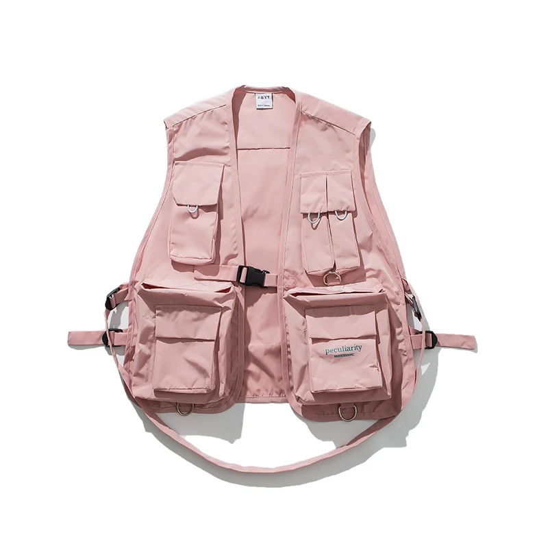 

High Quality Mens Vest Multi-functional Three-dimensional Vest Fashion Pink Photographer Vest Classic Based Mens Vest