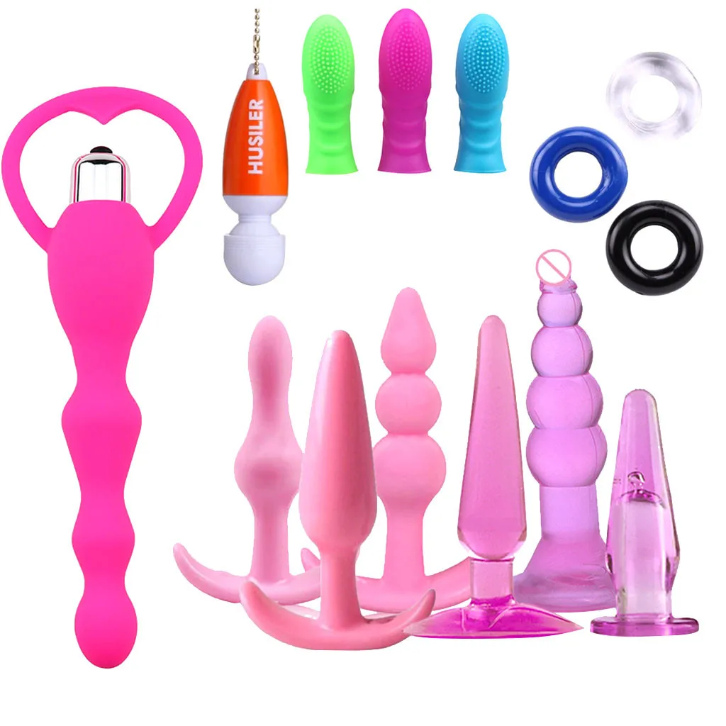 Anal Adult sex toys vibrator butt plug silicone For Couple Beads Plug Massager Rings Set Vibrating Stimulator 14PC Shealth H3 | Красота и