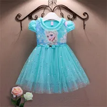 font b Lace b font Sequins Princess Anna Elsa font b Dress b font Snow