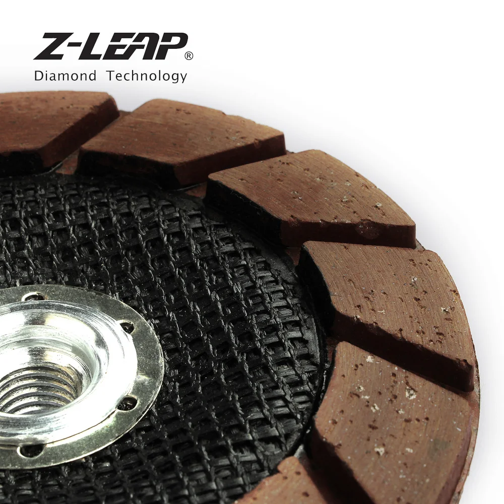Z-LEAP 5" 1PC Diamond Dry Grinding Wheel Ceramic Bond Cup Edge Polishing Disc Concrete Epoxy Floor Abrasive Tool With 5/8-11 M14