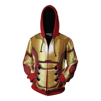 

YFFUSHI Iron Man Hoodies For Men Cosplay Jacket Zipper Hoodies Men Cool Hooded Hoodies Fashion 3d Print Coat Men 5XL