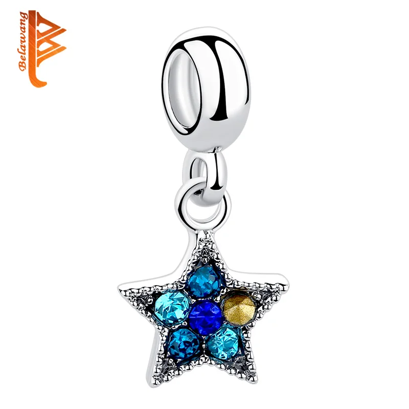 

Vintage Blue Cubic Zirconia Crystal Beads Charms Fit Original Bracelets & Bangles Women Fashion DIY Jewelry Accessories