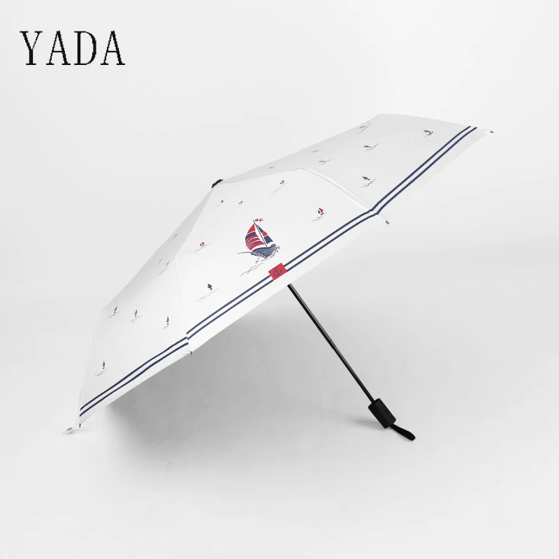 

YADA Creative Sailboat&Stripe Umbrella uv Sunny&Rainy Folding Umbrella For Women Windproof Designer Sail Pattern Umbrellas YS681