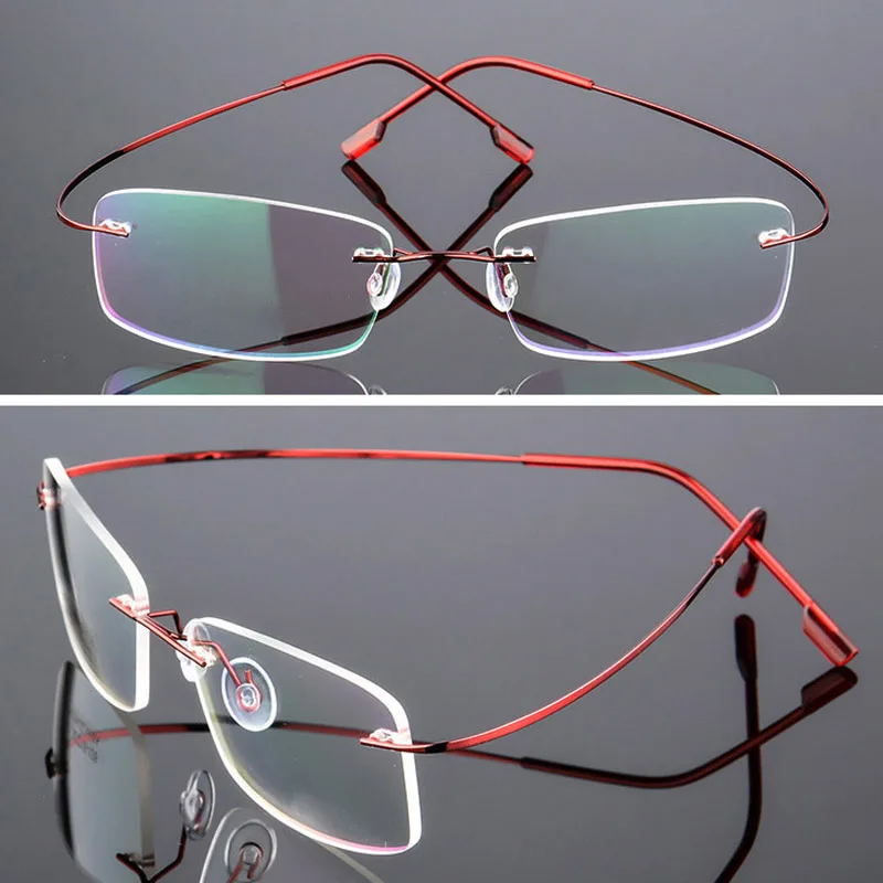 Zilead Ультралегкая титановая оправа мужские очки с оптической оправой Sepectacles прямоугольные простые очки без оправы очки для мужчин - Цвет оправы: red