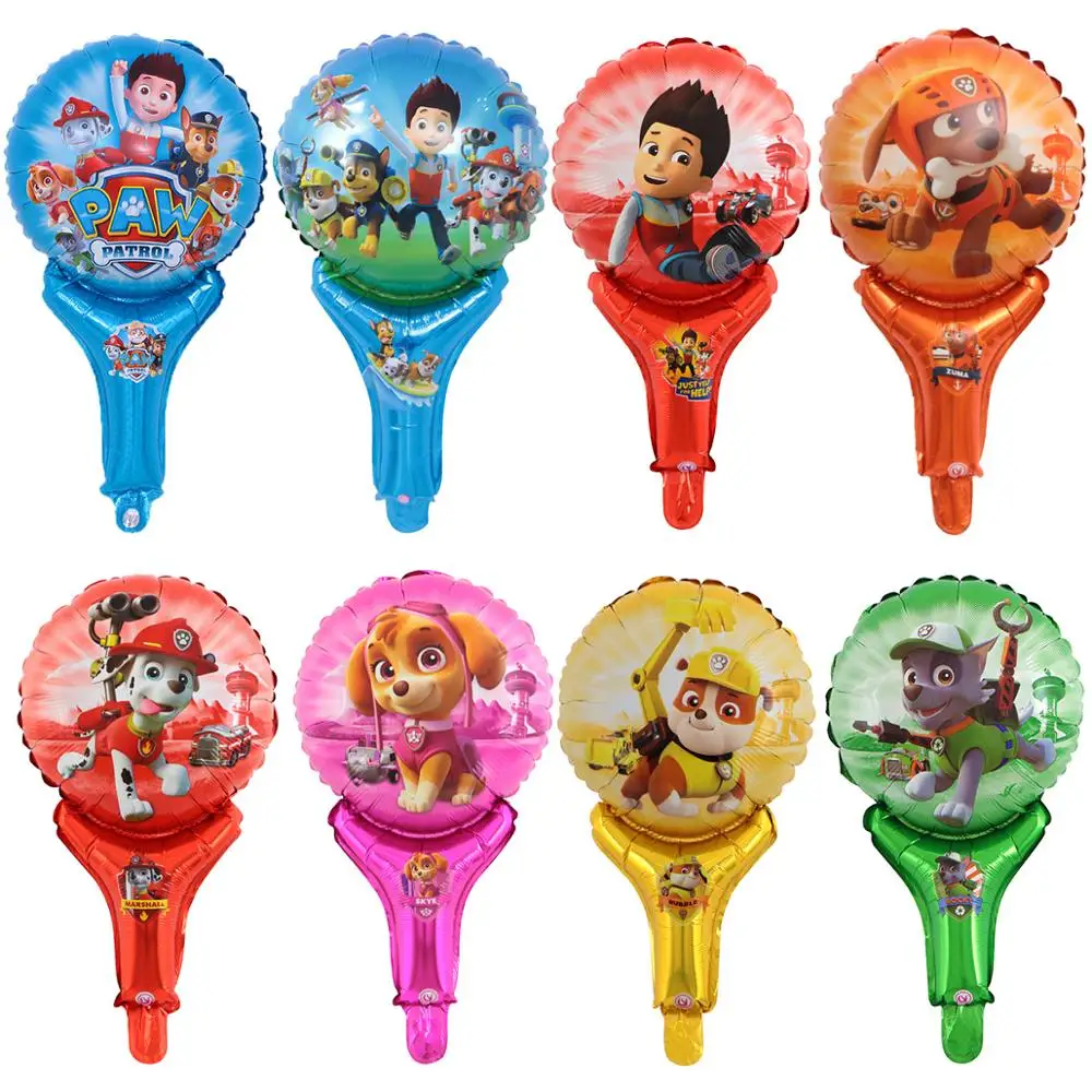 

20pcs Paw Patrol Foil Balloons Birthday Party Handheld Stick Globos Paw Patrol Theme Party Decorations Kids Toys Dog Air Baloes