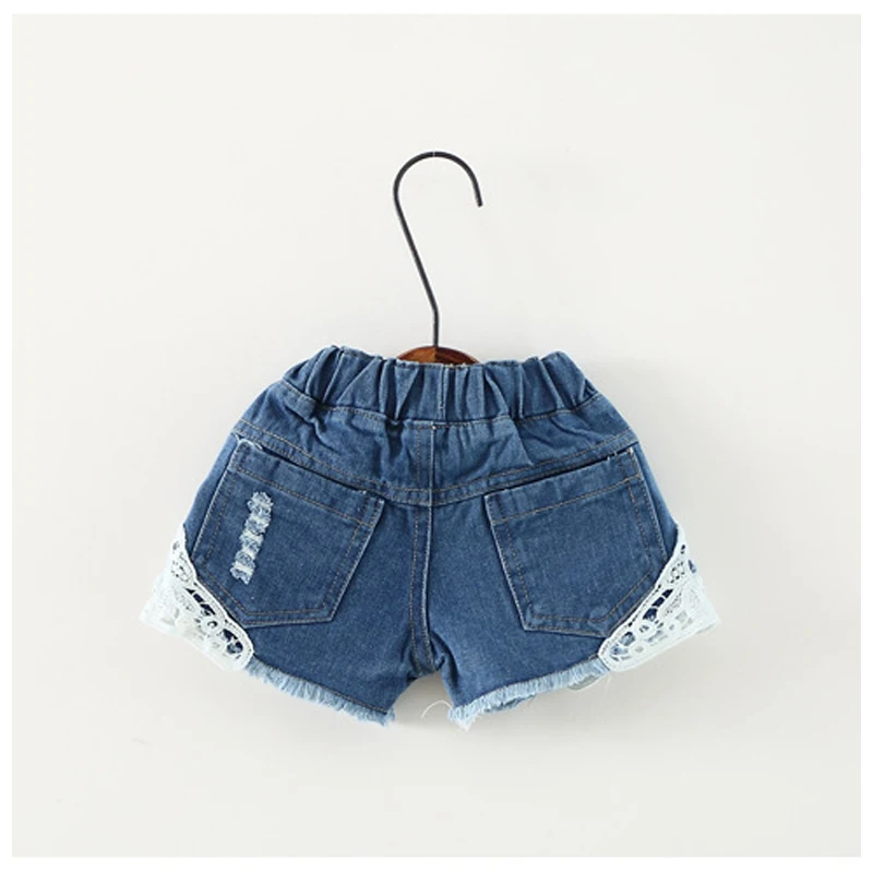 ActhInK/новые джинсовые шорты для маленьких девочек летние детские однотонные кружевные хлопковые короткие штаны для девочек, рваные джинсы рваные шорты для девочек