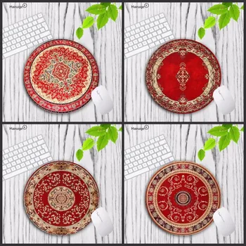 

Mairuige Red Persian Carpet Style Round Mousepad Custom Mouse Mat Soft Gaming Mousemat Computer Games Speed Desk