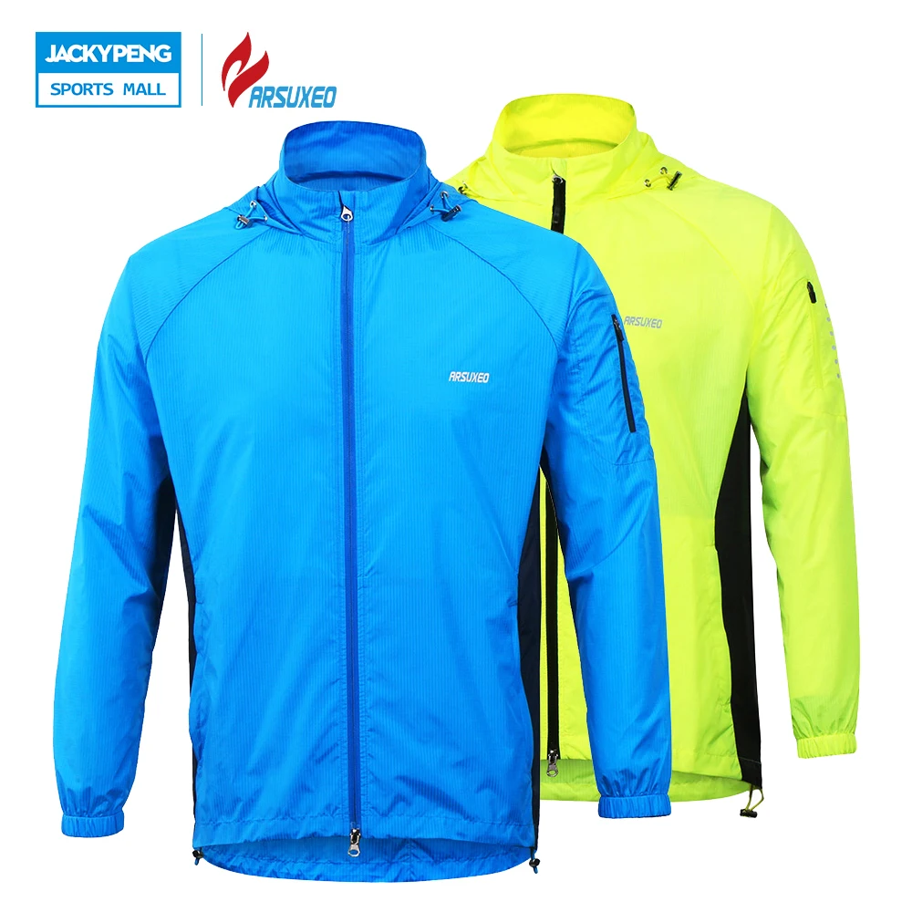 ARSUXEO Men Outdoor Sports Running Jacket Windproof Waterproof Cycling