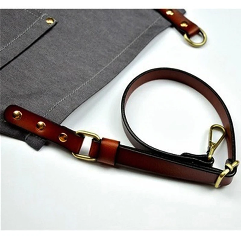 2018 Senior Denim cowboy BBQ Apron Bib Leather Straps Kitchen Apron for Women Men Barber cooking Restaurant Waitress Print Logo