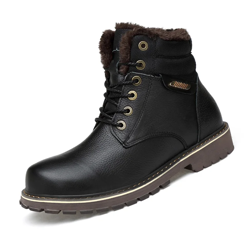 Buy Genuine Leather Men Winter Warmest Snow Boots