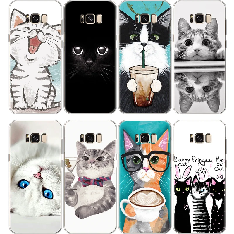 

Cartoon Cute Cat Case For Samsung Galaxy S5 S6 S7 Edge S8 S9 Plus Note 8 9 A3 A5 A6 A8 J2 J3 J5 J7 Prime 2016 2017 2018 TPU Capa
