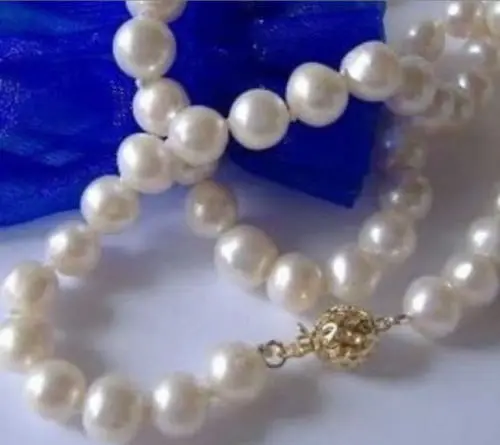 7 8 мм АА + Белый Пресноводный Культивированный жемчуг ожерелье 17&quot|pearl braclet|pearl ruby
