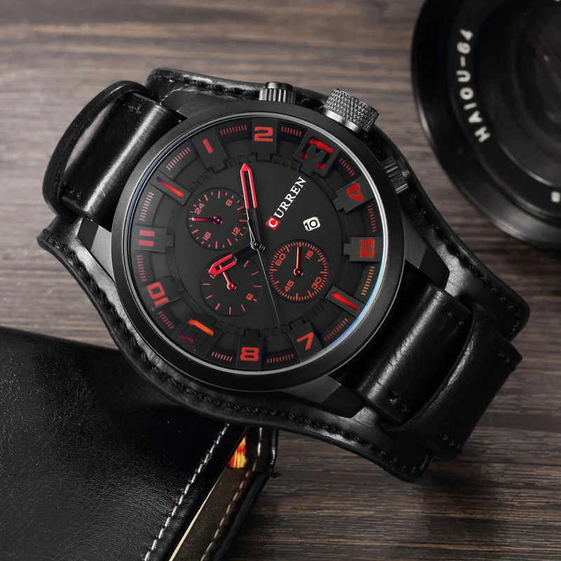 Часы Curren Мужские спортивные повседневные кварцевые с кожаным ремешком|clock brand|clocks