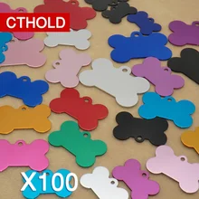 CTHOLD 100 шт оптом Пустые бирки для домашних животных, идентификационные бирки для собак, на заказ, на кости, 2 боковые Выгравированные бирки для кошек, очаровательные бирки, персонализированные идентификационные бирки для собак и кошек