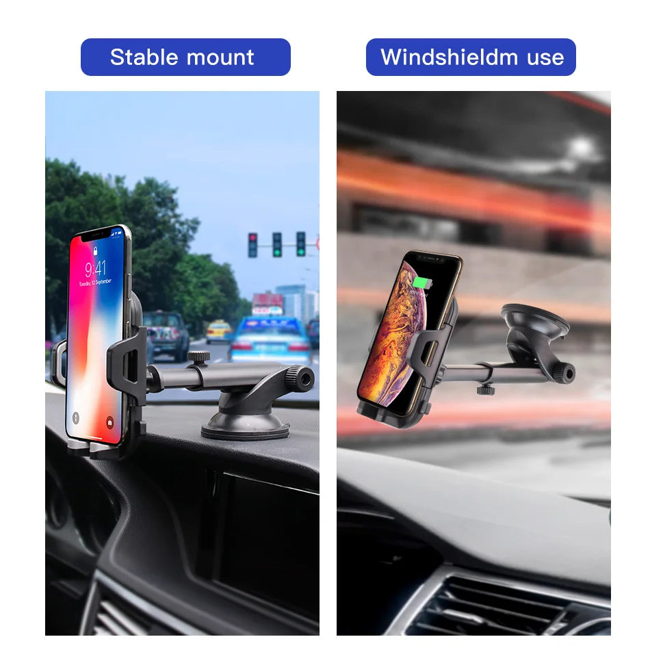 !ACCEZZ Adjustable Car Phone Holder Support Bracket Universal 4.0-6.0 inch Phone Auto Lock Glass Center Control Stand For iphone (2)