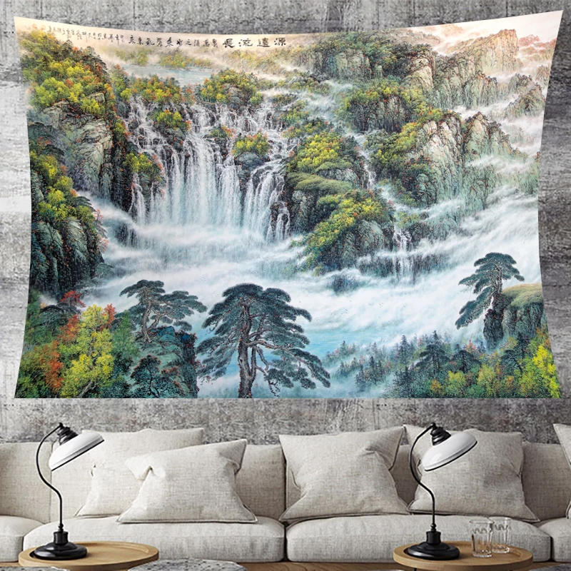 

Natural scenery tapestry wall hanging waterfall scenic forest Wall Cloth Tapestry landscape wall art farmhouse wall decor Home